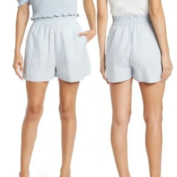 Blank NYC Light Blue Linen Blend Pull On Shorts Smocked Waist Size XS NWT - Picture 1 of 8